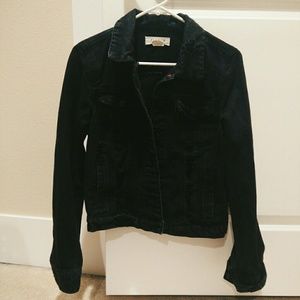 NWOT distressed black denim jacket